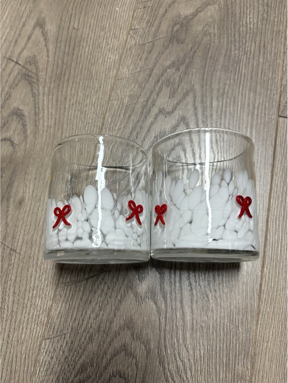 Anthropologie Dupe Red Bow Icon Juice Glass Whiskey Cup Set Of 2